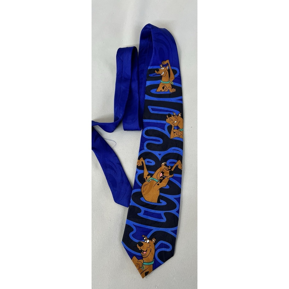 VTG Scooby  Doo‎ Novelty Necktie Cartoon Network TV 1998 Hanna Barbera Blue Y2K